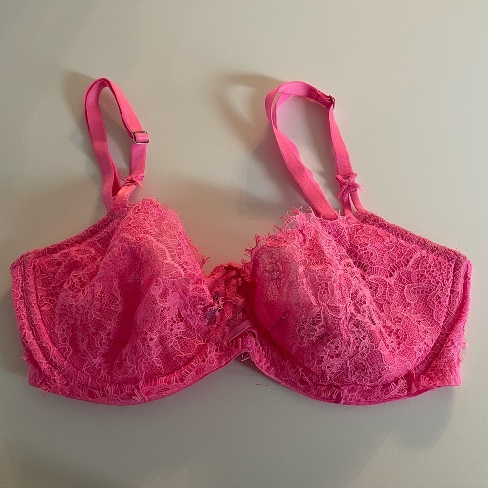 New! Victoria's Secret Dream Angels Wicked Lace Balconette Bra Pink 20077 - Picture 2 of 8